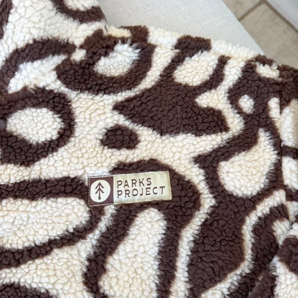 New Parks Project Urban Outfitters Geysers Trail Fleece Pullover Jacket Brown M - Picture 7 of 8